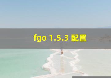 fgo 1.5.3 配置